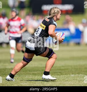 Gloucester, UK, 03. Juni 2023 Rachel Johnson (Exeter) in Aktion während der Gloucester-Hartpury gegen Exeter Chiefs Allianz 15 in der Alpas Arena Gloucester Großbritannien am 03 2023. Juni Graham Glendinning / Graham Glendinning / Alamy Live News Endstand: 19 - 58 Kredit: Graham Glendinning / GlennSports/Alamy Live News Stockfoto