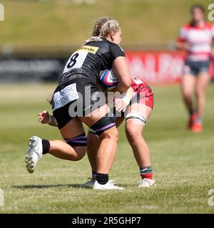 Gloucester, UK, 03. Juni 2023 Rachel Johnson (Exeter) in Aktion während der Gloucester-Hartpury gegen Exeter Chiefs Allianz 15 in der Alpas Arena Gloucester Großbritannien am 03 2023. Juni Graham Glendinning / Graham Glendinning / Alamy Live News Endstand: 19 - 58 Kredit: Graham Glendinning / GlennSports/Alamy Live News Stockfoto