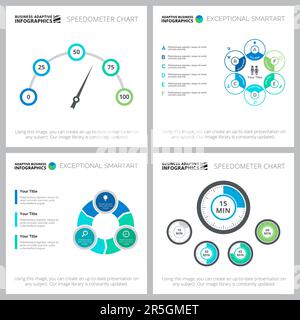 Collage kreativer Infografiediagramme mit geometrischen Elementen Stock Vektor