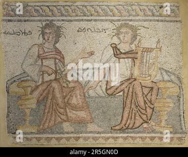 Achilles und Patroklos. Mosaik aus Südostanatolien (Mitte des späten 3. Jahrhunderts n. Chr.) Stockfoto