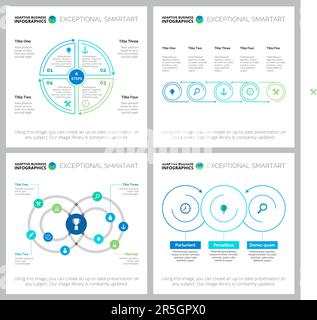 Collage kreativer Infografiediagramme mit geometrischen Elementen Stock Vektor