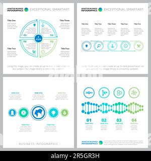 Satz kreativer Infografiendiagramme mit geometrischen Elementen Stock Vektor