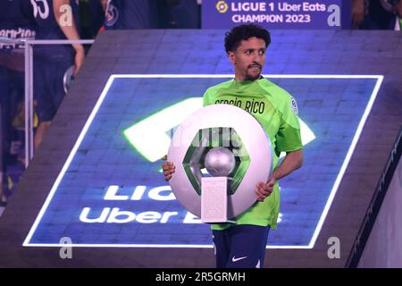 Paris, Frankreich. 03. Juni 2023. Julien Mattia/Le Pictorium - PSG feiert ihren 11.-Titel - 3/6/2023 - Frankreich/Ile-de-France (Region)/Paris - das PSG-Podium feiert ihren 11. Nationalen Titel nach dem PSG Clermont-Spiel im Parc des Princes in Paris am 3. Juni 2023. Kredit: LE PICTORIUM/Alamy Live News Stockfoto