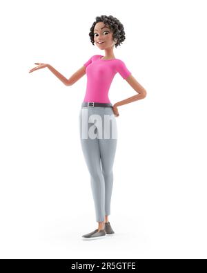 3D schöne Frau in Pose, Illustration isoliert auf weißem Hintergrund Stockfoto