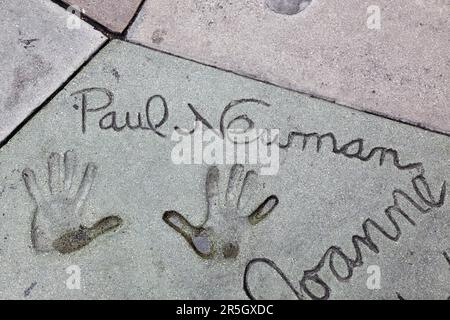 Paul Newman Signatur und Handabdrücke Hollywood Stockfoto