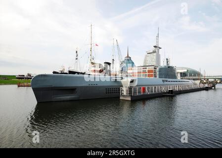 BREMERHAVEN, DEUTSCHLAND, AUGUST 21: Das U-Boot Wilhelm Bauer der deutschen Marine im Freiluft-Museumshafen Bremerhaven, Deutschland, am August Stockfoto