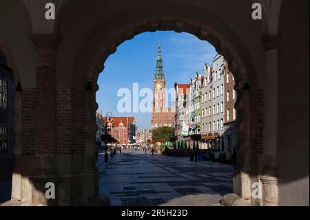 Rathaus, Blick durch das grüne Tor, Long Market, Dlugi Targ, Danzig, Pommern, Danzig, Green Gate, Polen Stockfoto