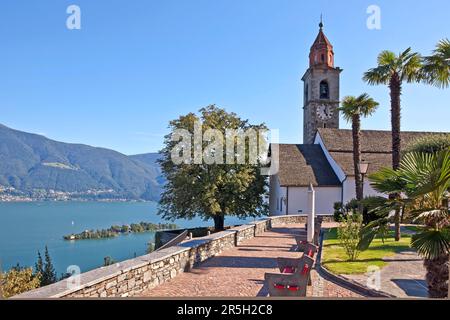 Kirche, Ronco sopra Ascona, Lago Maggiore, Locarno, Tessin, Schweiz, Lago Maggiore Stockfoto