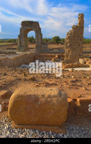 Römischer Arch of Caparra (1.-2. Jahrhundert n. Chr.), Caparra, Zarza de Granadilla, Silver Road, Via de la Plata, Provinz Caceres, Extremadura, Spanien Stockfoto