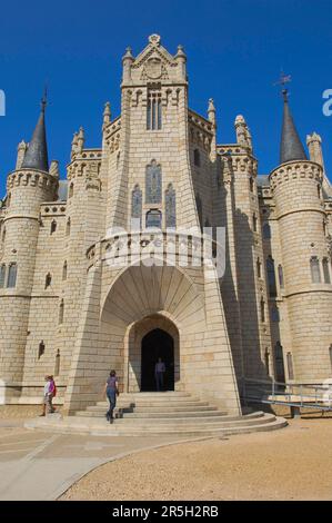 Astorga, Gaudi-Palast jetzt Museun of the Ways, Episkopalpalast, Via de la plata, Ruta de la plata, Provinz Leon, Castilla y Leon, Camino de Stockfoto