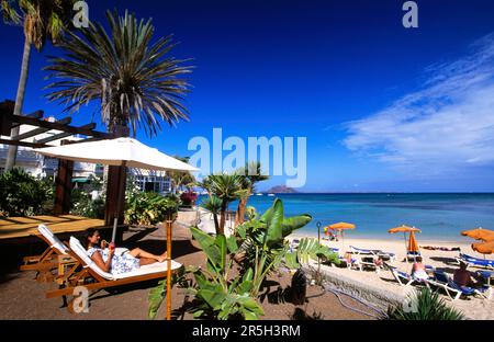 Strand-Bar in Corralejo, Fuerteventura, Kanarische Inseln, Spanien Stockfoto