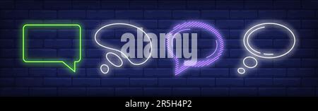 Chat Bubbles Neon-Zeichen-Set Stock Vektor