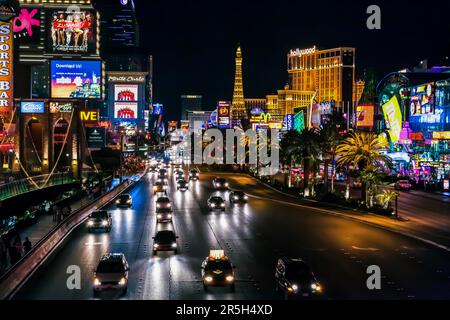 Nachtszene am Strip in Las Vegas Stockfoto