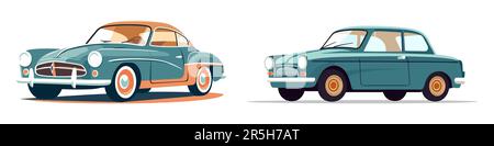 Retro-Symbole stellen Vektorbilder isoliert auf weißem Hintergrund dar. Stock Vektor