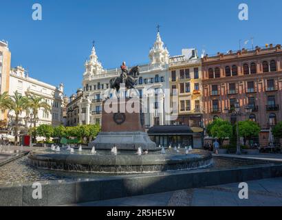 Gran Capitan Monument (Gonzalo Fernandez de Cordoba) am Plaza de las Tendillas Square - Cordoba, Andalusien, Spanien Stockfoto