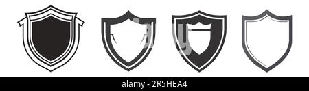 Vektorschild-Symbol. Heraldische Schilde, schwarze Sicherheitsetiketten. Stock Vektor
