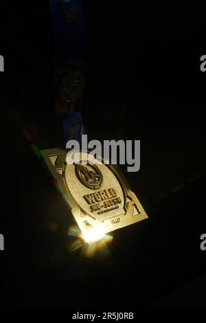 Long Beach, Kalifornien, USA. 3. Juni 2023. LONG BEACH, KALIFORNIEN - Juni 03: IBJJF WORLDS 2023 Gold Medal bei Walter Pyramid in Long Beach, Kalifornien, USA. (Kreditbild: © Marcelo Woo/PX Imagens via ZUMA Press Wire) NUR REDAKTIONELLE VERWENDUNG! Nicht für den kommerziellen GEBRAUCH! Stockfoto