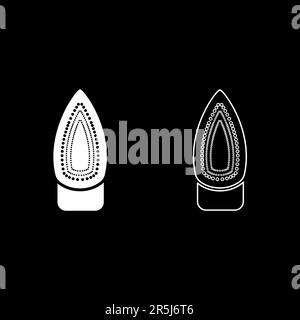 Eisen-Bügelsohle flatiron Set-Symbol Weiß Farbe Vektor Illustration Bild Einfache, durchgehende Konturlinie dünne, flache Form Stock Vektor