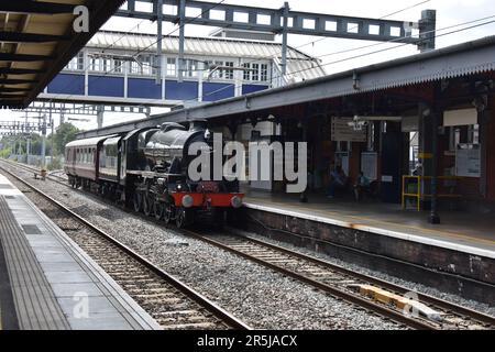 Jubilee Class Steam Locomotive 45596 „Bahamas“ Running Light in Twyford Station, 28. Mai 2023 Stockfoto