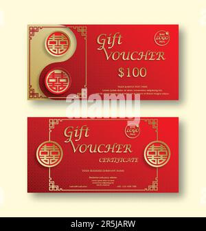 Vorlage für Geschenkgutschein-Gutschein-Gutscheine für Werbung, Gold-Luxus und Premium-Design Stock Vektor