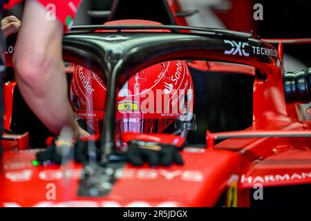 CIRCUIT DE BARCELONA-CATALUNYA, SPANIEN - JUNI 02: Charles Leclerc, Ferrari SF-23 während des spanischen Grand Prix auf dem Circuit de Barcelona-Catalunya am Freitag, den 02. Juni 2023 in Montmelo, Spanien. (Foto: Michael Potts/BSR Agency) Kredit: BSR Agency/Alamy Live News Stockfoto