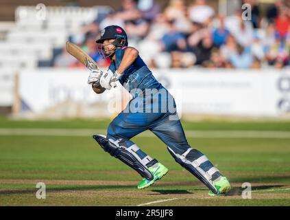 Haider Ali schlägt für Derbyshire Falcons in einem Vitality Blast T20-Spiel gegen Birmingham Bears Stockfoto