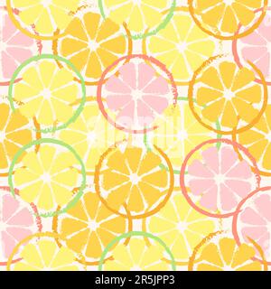 Nahtloses Sommermuster mit Wassermelonen- und Orangenscheiben Stock Vektor