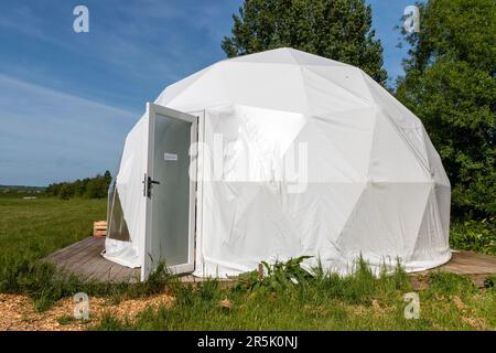 Nahaufnahme einer Glammerkapsel auf einem Feld auf einem Bauernhof. Stockfoto