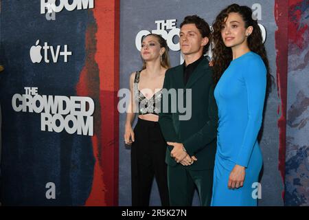 Amanda Seyfried, Tom Holland, Emmy Rossum Stockfoto