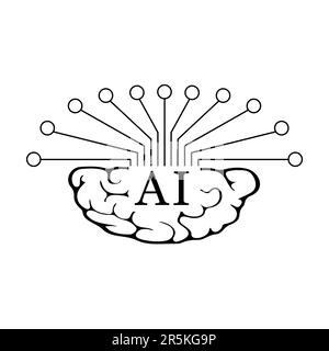 Ein Symbol für künstliche Intelligenz in Schwarz ist ein schlankes und stilvolles Grafikelement, das das Konzept der künstlichen Intelligenz oder KI repräsentiert. Stock Vektor