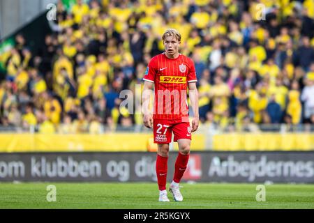 Broendby, Dänemark. 29., Mai 2023. Daniel Svensson (27) vom FC Nordsjaelland beim Superliga-Spiel 3F zwischen Broendby IF und FC Nordsjaelland im Broendby Stadion in Broendby. (Foto: Gonzales Photo - Dejan Obretkovic). Stockfoto