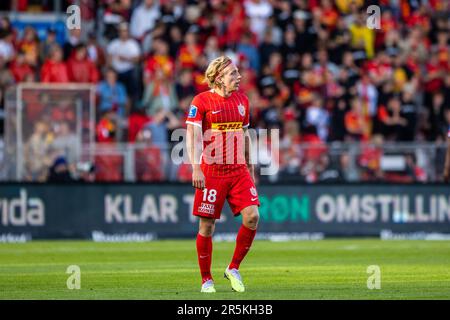 Broendby, Dänemark. 29., Mai 2023. Mads Bidstrup (18) des FC Nordsjaelland während des Superliga-Spiels 3F zwischen Broendby IF und FC Nordsjaelland im Broendby Stadion in Broendby. (Foto: Gonzales Photo - Dejan Obretkovic). Stockfoto