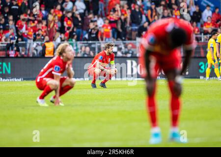 Broendby, Dänemark. 29., Mai 2023. Kian Hansen (4) des FC Nordsjaelland, gesehen während des Superliga-Spiels von Broendby IF und FC Nordsjaelland 3F im Broendby Stadion in Broendby. (Foto: Gonzales Photo - Dejan Obretkovic). Stockfoto