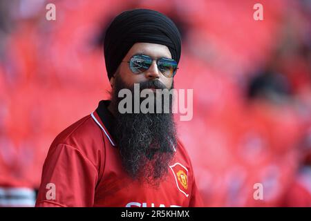 London, Großbritannien. 3. Juni 2023. Manchester United Fans beim FA Cup im Wembley Stadium, London. Das Bild sollte lauten: Gary Oakley/Sportimage Credit: Sportimage Ltd/Alamy Live News Stockfoto