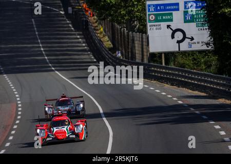 09 UGRAN Filip (rou), VISCAAL Bent (nld), CALDARELLI Andrea (ita), Prema Racing, Oreca 07 - Gibson, Aktion am Test Day der 24 Stunden von Le Mans 2023 auf dem Circuit des 24 Heures du Mans am 4. Juni 2023 in Le Mans, Frankreich – Photo Germain Hazard / DPPI Stockfoto