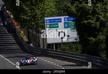 80 PERRODO Francois (Fra), BARNICOAT Ben (GIR), NATO Norman (Fra), AF Corse, Oreca 07 - Gibson, Action während des 24-Stunden-Tests von Le Mans 2023 auf dem Circuit des 24 Heures du Mans am 4. Juni 2023 in Le Mans, Frankreich – Photo Germain Hazard / DPPI Stockfoto