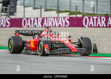 Barcelona, Spanien. 04. Juni 2023. CHARLES LECLERC (16) aus Monaco und Ferrari während des FORMEL-1-RENNENS des spanischen Grand Prix F1 auf der Rennstrecke Circuit de Barcelona in Montmelo, Spanien am 04. Juni 2023 (Foto: Alvaro Sanchez) Kredit: CORDON PRESS/Alamy Live News Kredit: CORDON PRESS/Alamy Live News Stockfoto