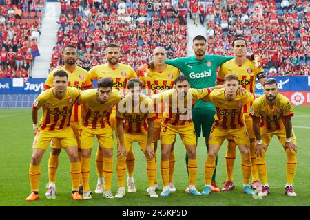 Pamplona, Spanien. 4. Juni 2023 Sport. Fußball. Fußballspiel von La Liga Santander zwischen CA Osasuna und dem FC Girona im El Sadar Stadion in Pamplona (Spanien) am 4. Juni 2023. Kredit: Inigo Alzugaray/Alamy Live News Stockfoto