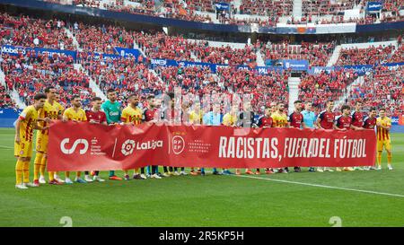 Pamplona, Spanien. 4. Juni 2023 Sport. Fußball. Fußballspiel von La Liga Santander zwischen CA Osasuna und dem FC Girona im El Sadar Stadion in Pamplona (Spanien) am 4. Juni 2023. Kredit: Inigo Alzugaray/Alamy Live News Stockfoto