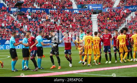 Pamplona, Spanien. 4. Juni 2023 Sport. Fußball. Fußballspiel von La Liga Santander zwischen CA Osasuna und dem FC Girona im El Sadar Stadion in Pamplona (Spanien) am 4. Juni 2023. Kredit: Inigo Alzugaray/Alamy Live News Stockfoto