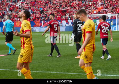 Pamplona, Spanien. 4. Juni 2023 Sport. Fußball. Fußballspiel von La Liga Santander zwischen CA Osasuna und dem FC Girona im El Sadar Stadion in Pamplona (Spanien) am 4. Juni 2023. Kredit: Inigo Alzugaray/Alamy Live News Stockfoto