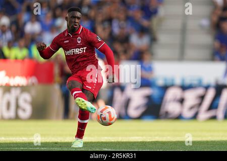 Genk, Belgien. 04. Juni 2023. GENK, BELGIEN - JUNI 4: Mandela Keita vom Royal Antwerp FC kontrolliert den Ball während des Jupiler Pro League-Spiels zwischen KRC Genk und Royal Antwerpen in der Cegeka Arena am 4. Juni 2023 in Genk, Belgien (Foto von Joris Verwijst/Orange Pictures). Guthaben: Orange Pics BV/Alamy Live News Stockfoto