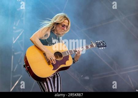 Lexington, USA. 03. Juni 2023. Sheryl Crow während des Railbird Music Festivals am 3. Juni 2023 in Lexington, Kentucky (Foto von Daniel DeSlover/Sipa USA) Guthaben: SIPA USA/Alamy Live News Stockfoto