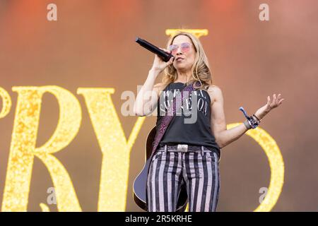 Lexington, USA. 03. Juni 2023. Sheryl Crow während des Railbird Music Festivals am 3. Juni 2023 in Lexington, Kentucky (Foto von Daniel DeSlover/Sipa USA) Guthaben: SIPA USA/Alamy Live News Stockfoto