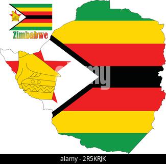 Karte und Flagge Simbabwes Stock Vektor