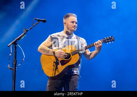 Lexington, USA. 03. Juni 2023. Zach Bryan während des Railbird Music Festivals am 3. Juni 2023 in Lexington, Kentucky (Foto von Daniel DeSlover/Sipa USA). Guthaben: SIPA USA/Alamy Live News Stockfoto