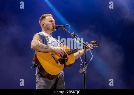 Lexington, USA. 03. Juni 2023. Zach Bryan während des Railbird Music Festivals am 3. Juni 2023 in Lexington, Kentucky (Foto von Daniel DeSlover/Sipa USA). Guthaben: SIPA USA/Alamy Live News Stockfoto