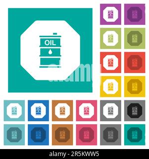 Achteckiges, rohes Ölsanktionszeichen durchgehend mehrfarbige flache Symbole auf einem einfachen quadratischen Hintergrund. Enthält weiße und dunklere Symbolvarianten für den Mauszeiger Stock Vektor