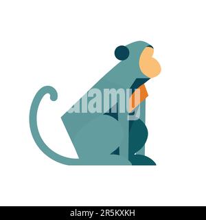 Abstraktes geometrisches Affenlogo, isoliert auf weißem Hintergrund, Vektordarstellung Stock Vektor