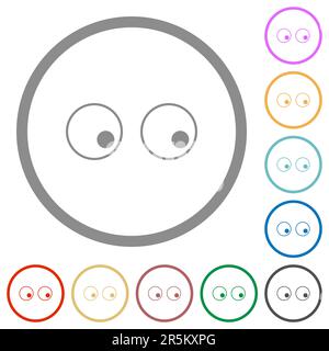 Augen sehen flache Farbsymbole in runden Umrissen auf weißem Hintergrund Stock Vektor